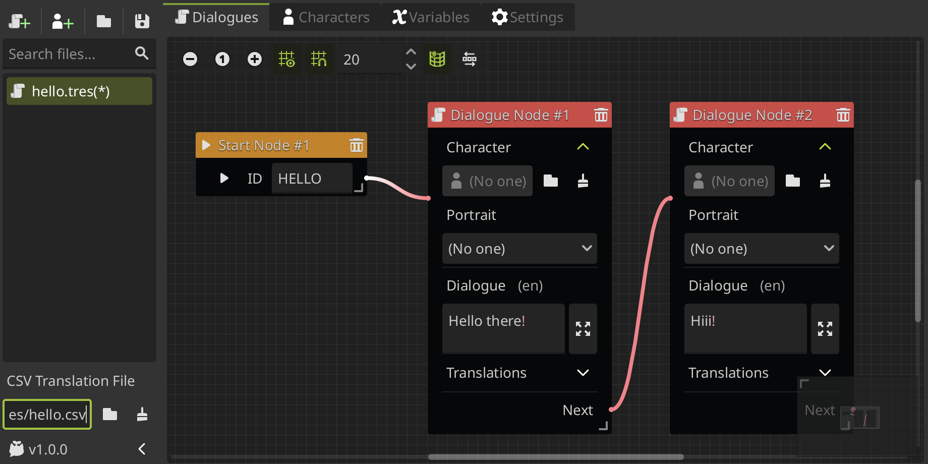 CSV File in Dialogue