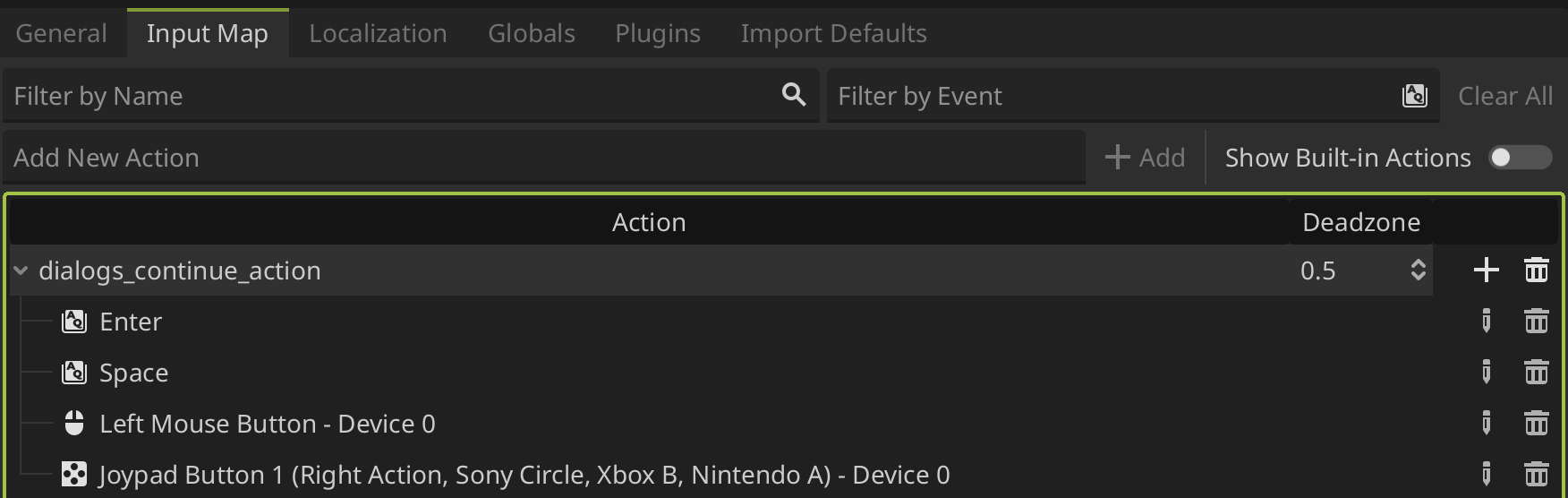 Default Input Action