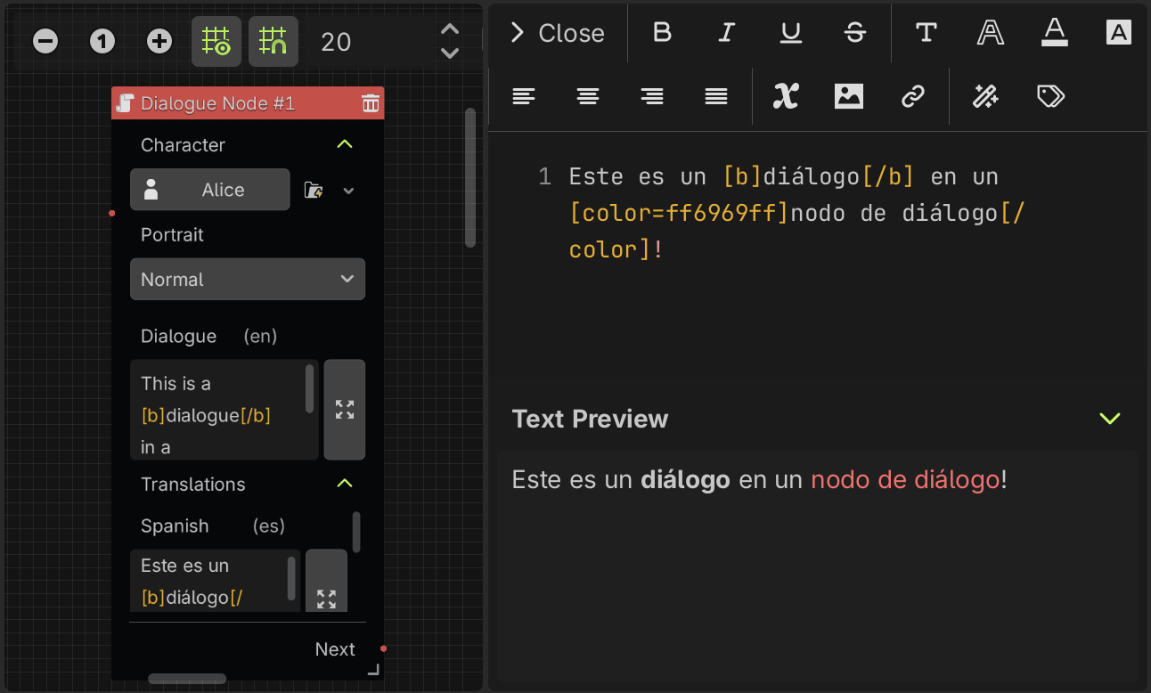 Dialogue Node with Translations