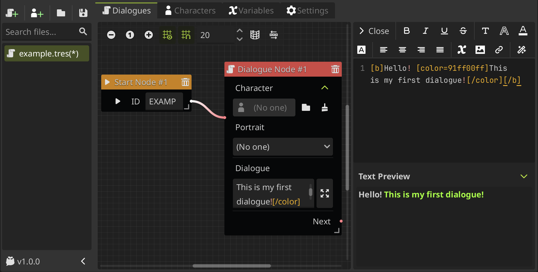 Dialogue editor