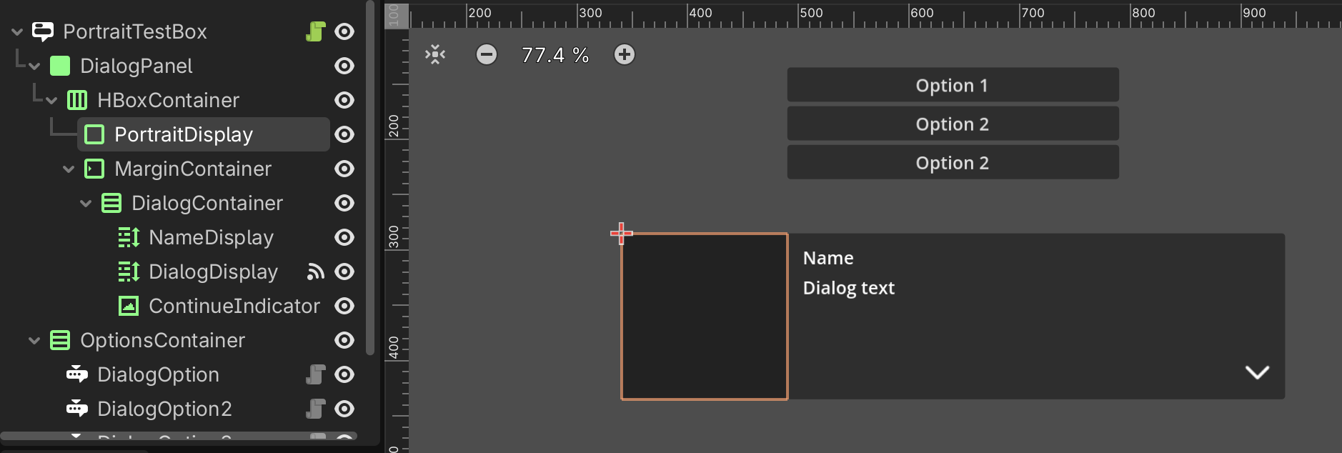 Portrait display in dialog box