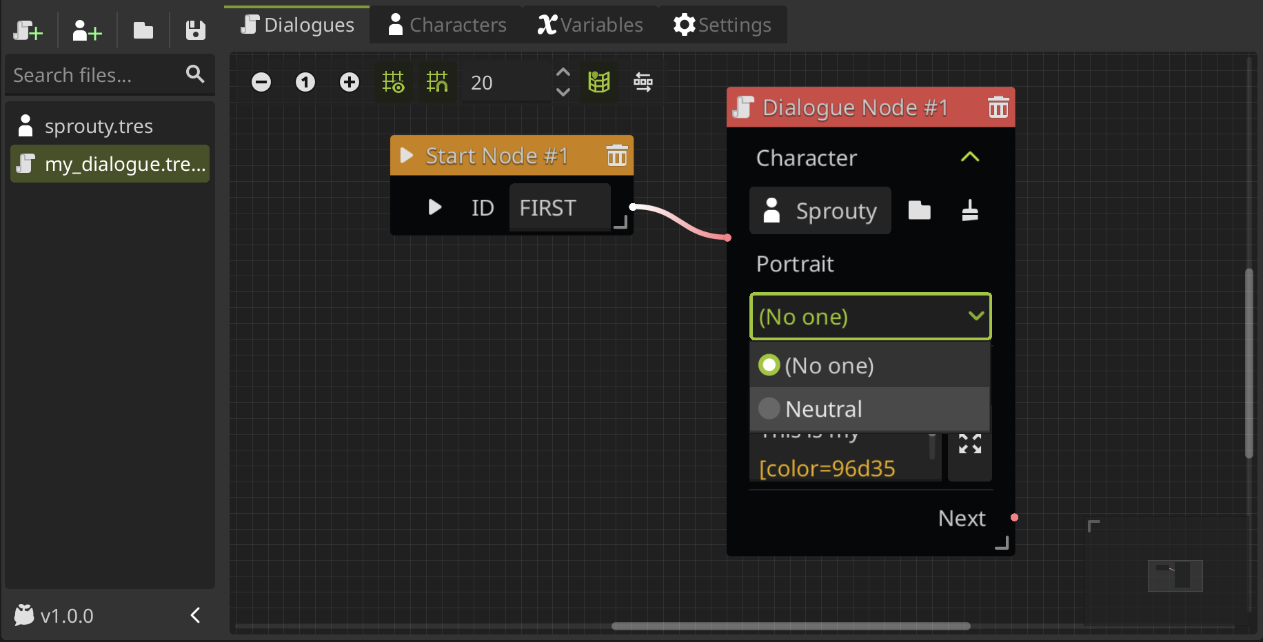 Select Portrait in Dialogue