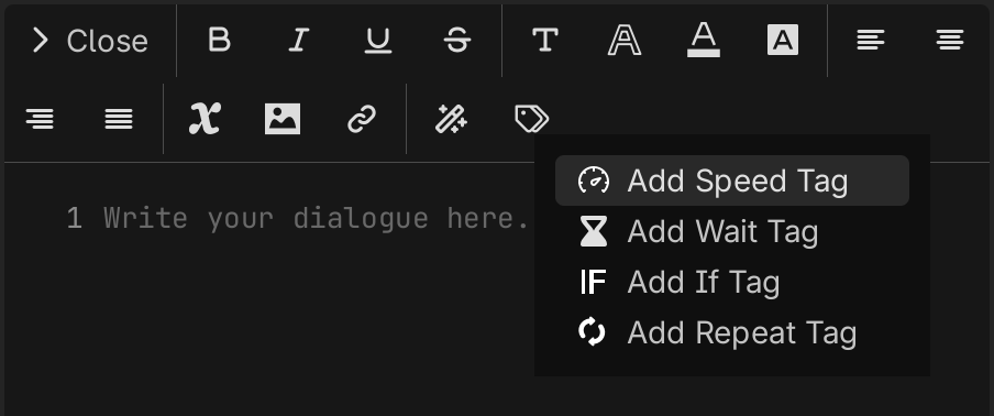 Special Tags Menu