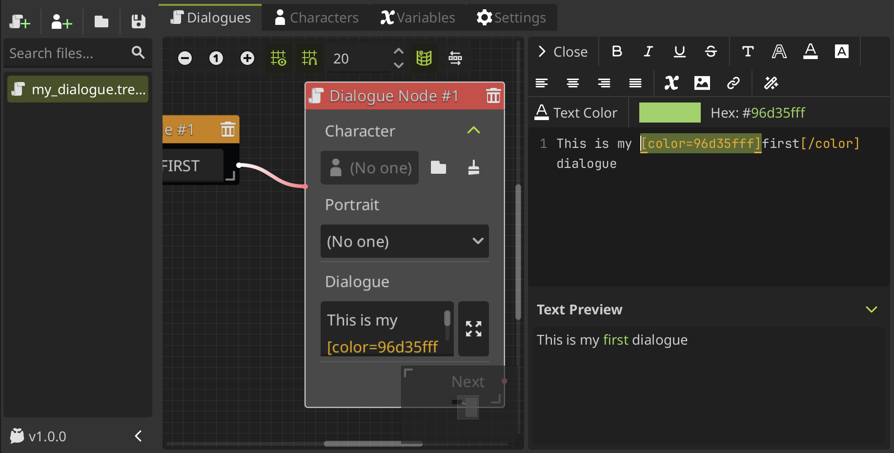Text Editor Change Properties
